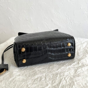 Balenciaga Rodeo Mini Handbag Crocodile Embossed Black